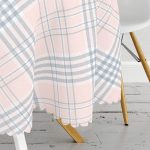 - MasaYuv-3334-Gorsel3 - Realhomes Pembe Zeminli Ekose Desenli Özel Tasarım Yuvarlak Masa Örtüsü - Çap 140cm Realhomes