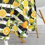 Çizgili Siyah Zeminli Limon Desenli Yuvarlak Masa Örtüsü - Çap 140cm Realhomes