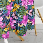 - MasaYuv-3365-Gorsel3 - Realhomes  Mavi Zeminli Geometrik Çiçekler Modern Tasarımlı Yuvarlak Masa Örtüsü - Çap 140cm Realhomes