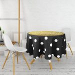 Siyah Zeminde Sweet Holiday Tasarımlı Dijital Baskılı Yuvarlak Masa Örtüsü - Çap 140cm Realhomes