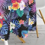 - MasaYuv-3372-Gorsel3 - Realhomes  Siyah Zeminde Rengarenk Çiçekler Tasarımlı Yuvarlak Masa Örtüsü - Çap 140cm Realhomes