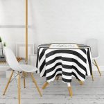 - MasaYuv-3382-Gorsel2 - Realhomes  Siyah Beyaz Gold Yazılı Modern Yuvarlak Masa Örtüsü - Çap 140cm Realhomes