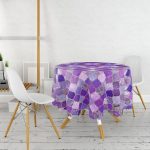 Mor Renkli Ogea Desenli Özel Tasarım Yuvarlak Masa Örtüsü - Çap 140cm Realhomes