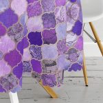 Mor Renkli Ogea Desenli Özel Tasarım Yuvarlak Masa Örtüsü - Çap 140cm Realhomes