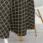 Gold Detaylı Ogea Desenli Modern Yuvarlak Masa Örtüsü - Çap 140cm Realhomes