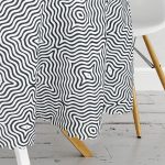 Siyah Geometrik Çizgiler Özel Tasarımlı Yuvarlak Masa Örtüsü - Çap 140cm Realhomes