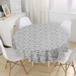 - MasaYuv-3412-Gorsel1 - Realhomes  RealHomes 3D Cube Desenli Dijital Baskılı Modern Yuvarlak Masa Örtüsü - Çap 140cm Realhomes