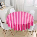 Victoria Pembesi Modern Tasarımlı Dijital Baskılı Yuvarlak Masa Örtüsü - Çap 140cm Realhomes