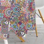 Renkli Mozaik Tasarımlı Özel Tasarımlı Yuvarlak Masa Örtüsü - Çap 140cm Realhomes