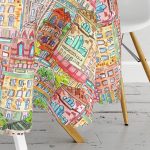 Siyah Zeminde Pembe Geometrik Desenli Yuvarlak Masa Örtüsü - Çap 140cm Realhomes