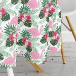 - MasaYuv-3453-Gorsel3 - Realhomes Flamingo Devetabanı Çizimli Özel Tasarım Yuvarlak Masa Örtüsü - Çap 140cm Realhomes