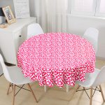 Modern Çizimli Kalpler Tasarımlı Dijital Baskılı Yuvarlak Masa Örtüsü - Çap 140cm Realhomes