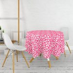 Modern Çizimli Kalpler Tasarımlı Dijital Baskılı Yuvarlak Masa Örtüsü - Çap 140cm Realhomes