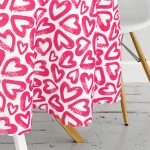 Modern Çizimli Kalpler Tasarımlı Dijital Baskılı Yuvarlak Masa Örtüsü - Çap 140cm Realhomes