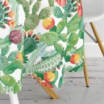 - MasaYuv-3474-Gorsel3 - Realhomes  Watercolor Kaktüs Dijital Baskılı Modern Yuvarlak Masa Örtüsü - Çap 140cm Realhomes