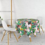 Amazon Papağan Temalı Dijital Baskılı Yuvarlak Masa Örtüsü - Çap 140cm Realhomes