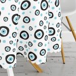 Nazar Boncuklu Dijital Baskılı Özel Tasarım Yuvarlak Masa Örtüsü - Çap 140cm Realhomes