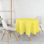 Limon Konseptli Özel Tasarım 3D Yuvarlak Masa Örtüsü - Çap 140cm Realhomes