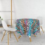 - MasaYuv-3628-Gorsel2 - Realhomes  Realhomes Multi Renkler Dijital Baskılı Modern Yuvarlak Masa Örtüsü - Çap 140cm Realhomes