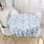 - MasaYuv-3706-Gorsel1 - Realhomes Realhomes Nazar Boncuğu Motifli Dijital Baskılı Modern Yuvarlak Masa Örtüsü - Çap 140cm Realhomes