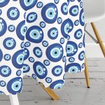 Realhomes Nazar Boncuğu Motifli Dijital Baskılı Modern Yuvarlak Masa Örtüsü - Çap 140cm Realhomes