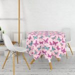 Realhomes Butterfly Dijital Baskılı Modern Yuvarlak Masa Örtüsü - Çap 140cm Realhomes