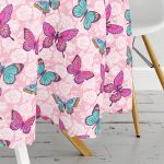 Realhomes Butterfly Dijital Baskılı Modern Yuvarlak Masa Örtüsü - Çap 140cm Realhomes