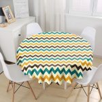 - MasaYuv-414-Gorsel1 - Realhomes Modern Zigzag Desen Dijital Baskılı Yuvarlak Masa Örtüsü - Çap 140cm Realhomes