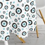 Nazar Boncuklu Dijital Baskılı Özel Tasarım Yuvarlak Masa Örtüsü - Çap 140cm Realhomes