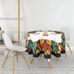 Uzak Doğu Yoga Motifleri Mandalas Özel Tasarım Dijital Baskılı Yuvarlak Masa Örtüsü - Çap 140cm Realhomes