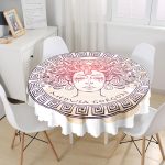 Medusa Gorgon Özel Tasarım Dijital Baskılı Yuvarlak Masa Örtüsü - Çap 140cm Realhomes