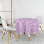 Mor Damask Tasarımlı Dijital Baskılı Yuvarlak Masa Örtüsü - Çap 140cm Realhomes