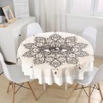 Özel Tasarım Çiçek Üçüncü Göz Motifli Yuvarlak Masa Örtüsü - Çap 140cm Realhomes