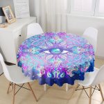 Gökyüzü Temalı Renkli Göz Desenli Özel Tasarım Yuvarlak Masa Örtüsü - Çap 140cm Realhomes