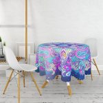 Gökyüzü Temalı Renkli Göz Desenli Özel Tasarım Yuvarlak Masa Örtüsü - Çap 140cm Realhomes