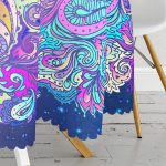 Gökyüzü Temalı Renkli Göz Desenli Özel Tasarım Yuvarlak Masa Örtüsü - Çap 140cm Realhomes