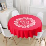 - MasaYuv-504-Gorsel1 - Realhomes  Home Sweet Home Dijital Baskılı Yuvarlak Masa Örtüsü - Çap 140cm Realhomes