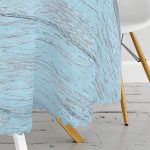 - MasaYuv-5108-Gorsel3 - Realhomes Mavi Ahşap Zeminli Bahar Motifli Yuvarlak Masa Örtüsü - Çap 140cm Realhomes