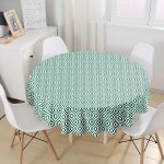 - MasaYuv-5116koyuyesil-Gorsel1 - Realhomes  Özel Tasarım Koyu Yeşil İkat Desenli Dijital Baskılı Yuvarlak Masa Örtüsü - Çap 140cm Realhomes