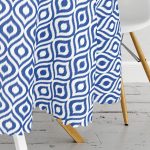 Özel Tasarım Lacivert İkat Desenli Dijital Baskılı Yuvarlak Masa Örtüsü - Çap 140cm Realhomes