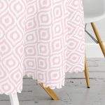 - MasaYuv-5116pembe-Gorsel3 - Realhomes  Özel Tasarım Pembe İkat Desenli Dijital Baskılı Yuvarlak Masa Örtüsü - Çap 140cm Realhomes