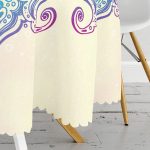 - MasaYuv-5121-Gorsel3 - Realhomes  Pembe Zeminde Mavi Mandala Çizimli Modern Yuvarlak Masa Örtüsü - Çap 140cm Realhomes