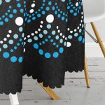 - MasaYuv-5130-Gorsel3 - Realhomes Siyah Zeminde Mavi Boncuklu Mandala Yuvarlak Masa Örtüsü - Çap 140cm Realhomes