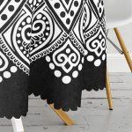 - MasaYuv-5133-Gorsel3 - Realhomes Siyah Beyaz Mandala Tasarımlı Yuvarlak Masa Örtüsü - Çap 140cm Realhomes