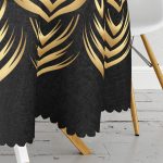 Siyah Zeminde Gold Mandala Motifli Yuvarlak Masa Örtüsü - Çap 140cm Realhomes