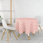 - MasaYuv-521-Gorsel2 - Realhomes Modern Zigzag Desenli Dijital Baskılı Yuvarlak Masa Örtüsü - Çap 140cm Realhomes