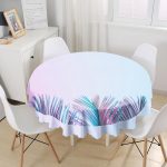 - MasaYuv-5216-Gorsel1 - Realhomes Büyüleyici Renklerde Tropikal Yaprak Motifli Özel Tasarım Modern Yuvarlak Masa Örtüsü - Çap 140cm Realhomes