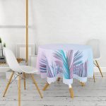 - MasaYuv-5216-Gorsel2 - Realhomes Büyüleyici Renklerde Tropikal Yaprak Motifli Özel Tasarım Modern Yuvarlak Masa Örtüsü - Çap 140cm Realhomes