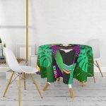 Tropik Yapraklar İçerisinde Frida Motifli Dijital Baskılı Yuvarlak Masa Örtüsü - Çap 140cm Realhomes