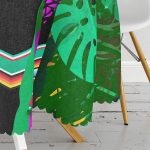 Tropik Yapraklar İçerisinde Frida Motifli Dijital Baskılı Yuvarlak Masa Örtüsü - Çap 140cm Realhomes